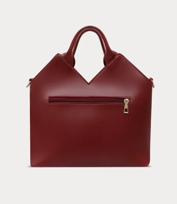 Chic Burgundy Woven Tote Bag – Elegant & Trendy - Image 2